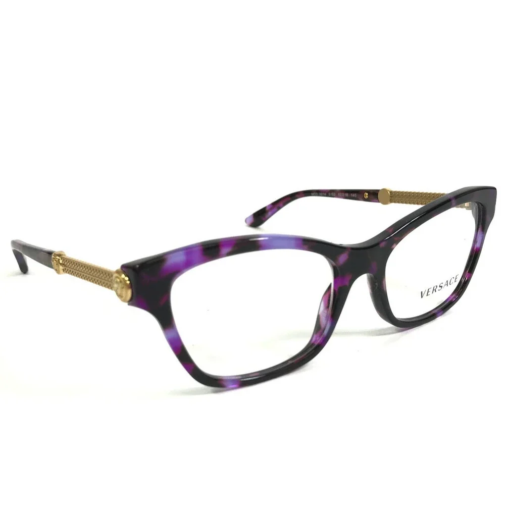 Versace Eyeglasses Frames MOD.3214 5152 Purple Tortoise Gold Cat Eye 52-16-140